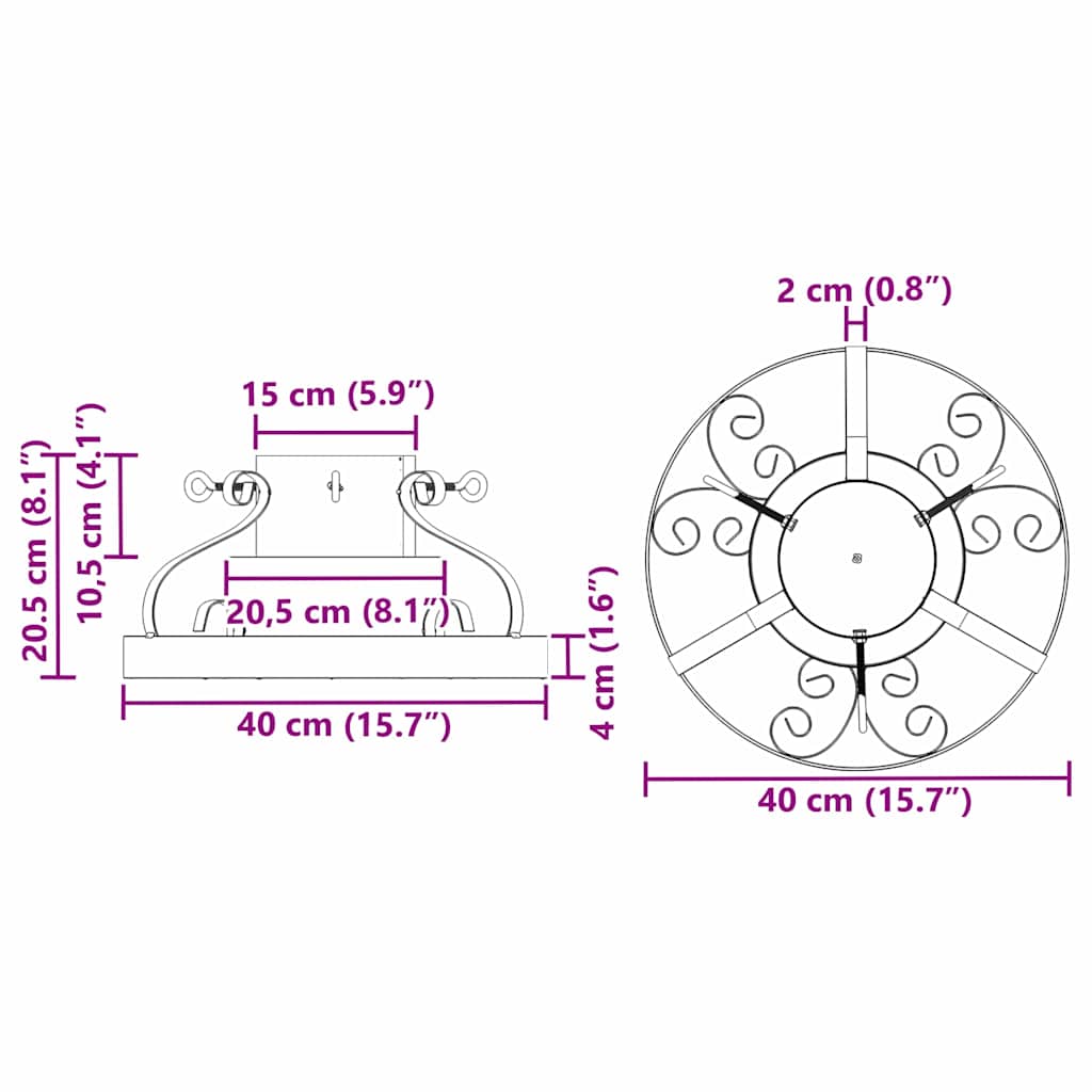 Christmas Tree Stand Antique copper 40 x 40 x 20.5 cm Steel